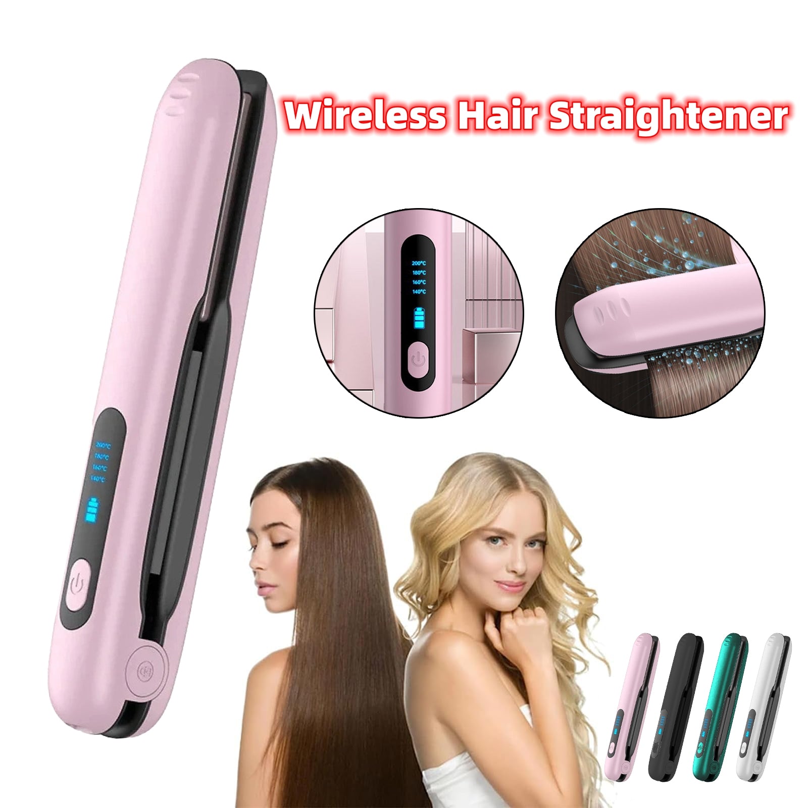 2-in-1 -Wireless Hair Straightener and Curler