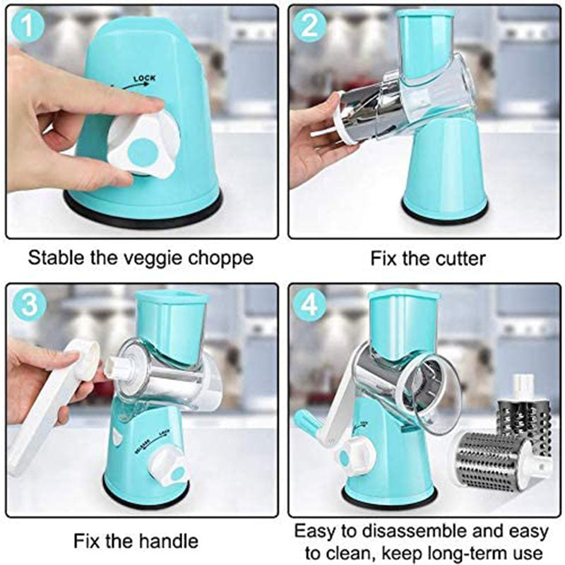 Multifunctional Rotary Cheese Grater and Vegetable Slicer