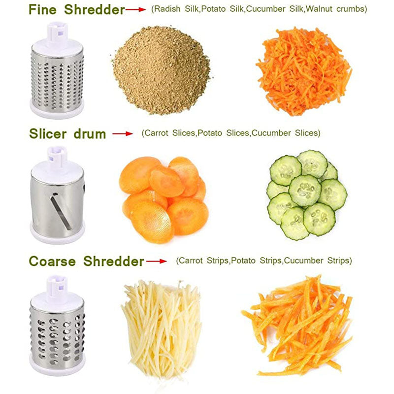 Multifunctional Rotary Cheese Grater and Vegetable Slicer