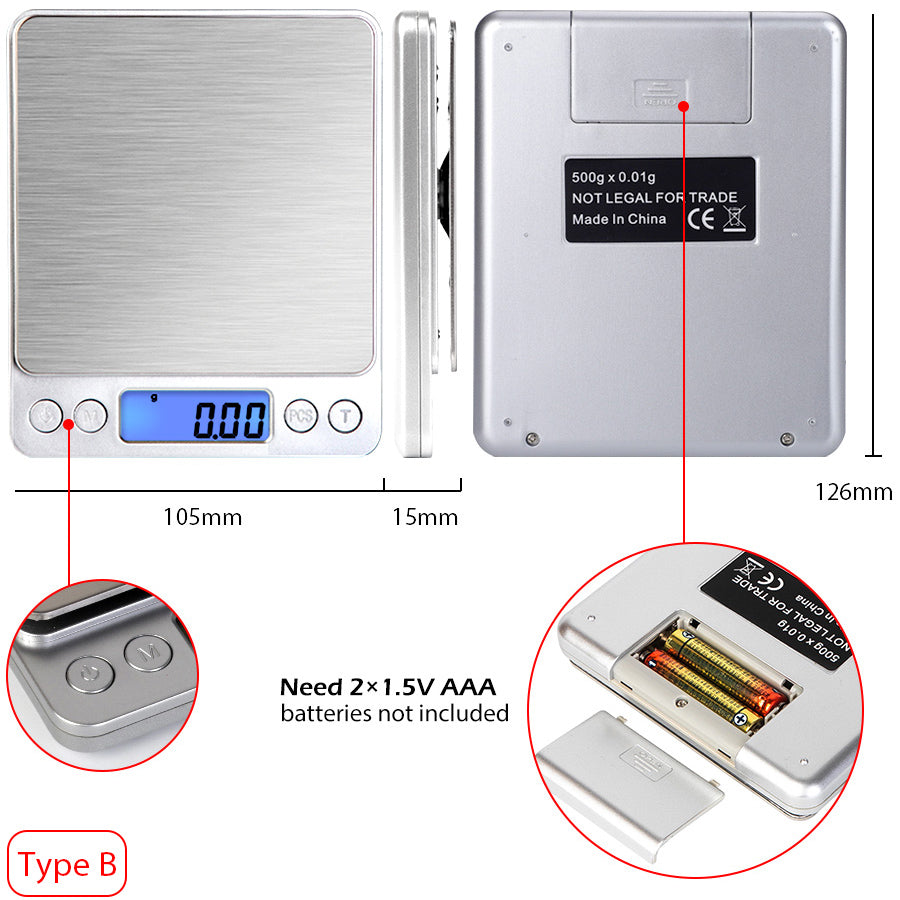 Digital Kitchen Scales, Stainless Steel ( up to 5 kg )